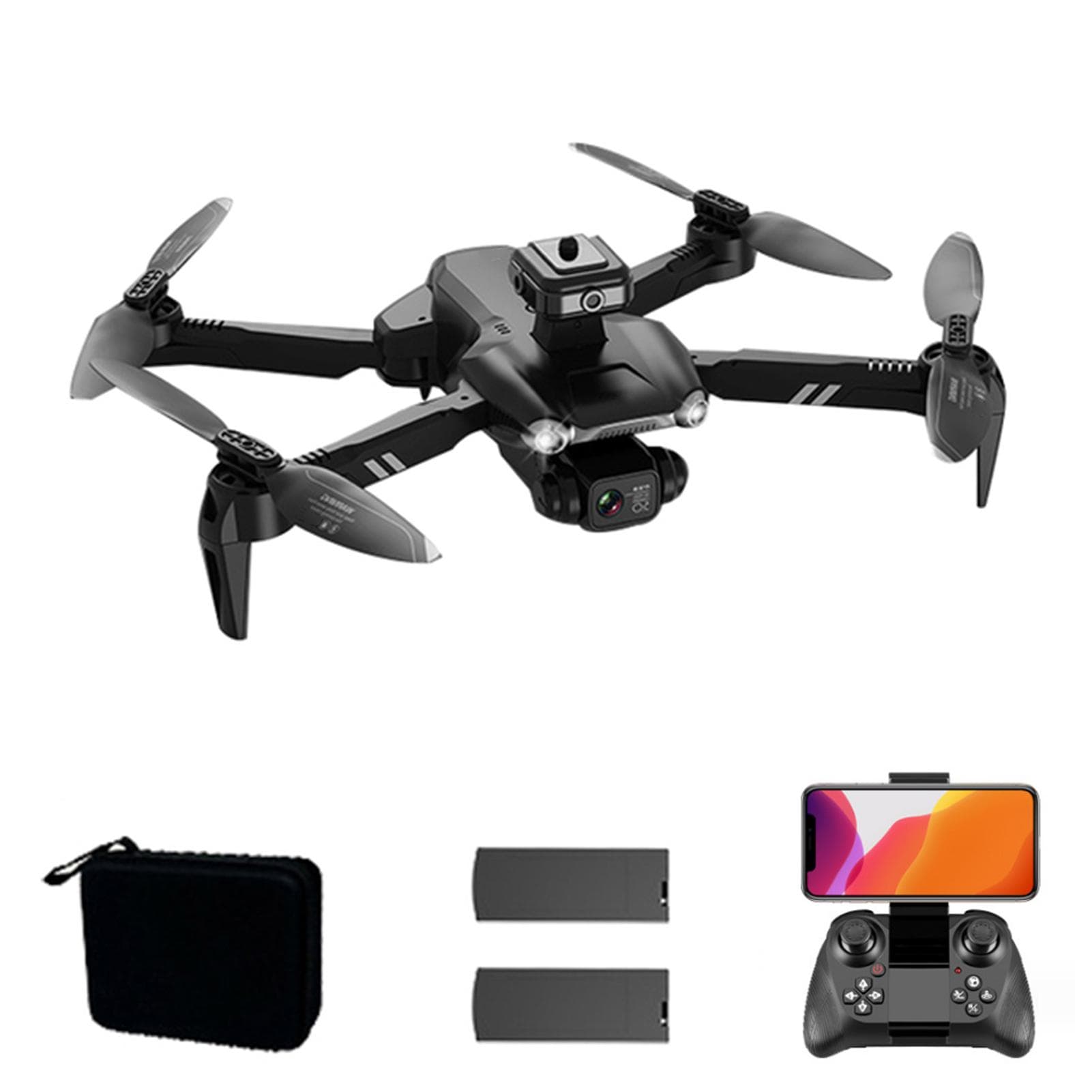 GPS Remote Control Drone with Camera 8K Dual Camera 5GWIFI 360 degrees Obstacle Avoidance Headless Mode without GPS-2 battery black