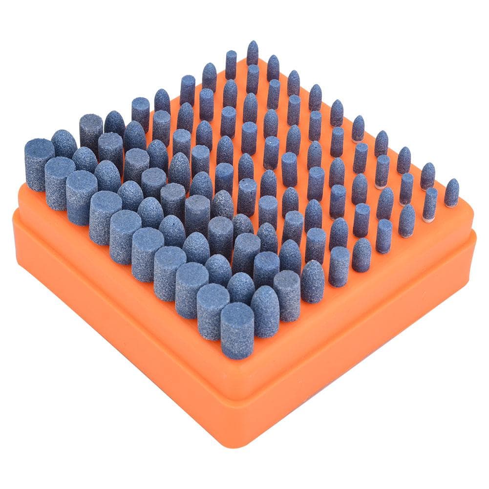 100Pcs Polishing Stone Head Grinding Wheel Burr Bit for Grinder Blue Shank Diameter 3mm