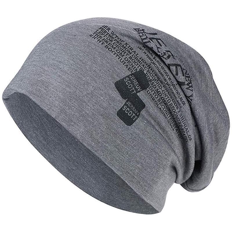 IU Fashion Autumn Winter Baggy Beanies Letters Print Hats for Women Hip Hop Head Cap grey