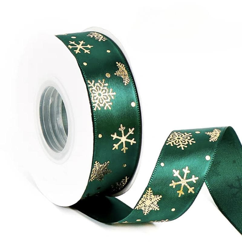 Bronzing Christmas Ribbons Printed Polyester Ribbons for Bow Gift Box Packaging Tape diy christmas decoration Crafts 25 yards