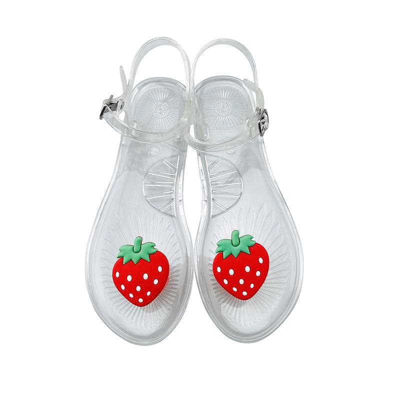 Women's Fruit Jelly Sandals –Clear Soft PVC Summer Slippers, Non-Slip Casual Beach Shoes, Transparent Lemon Sandals 39