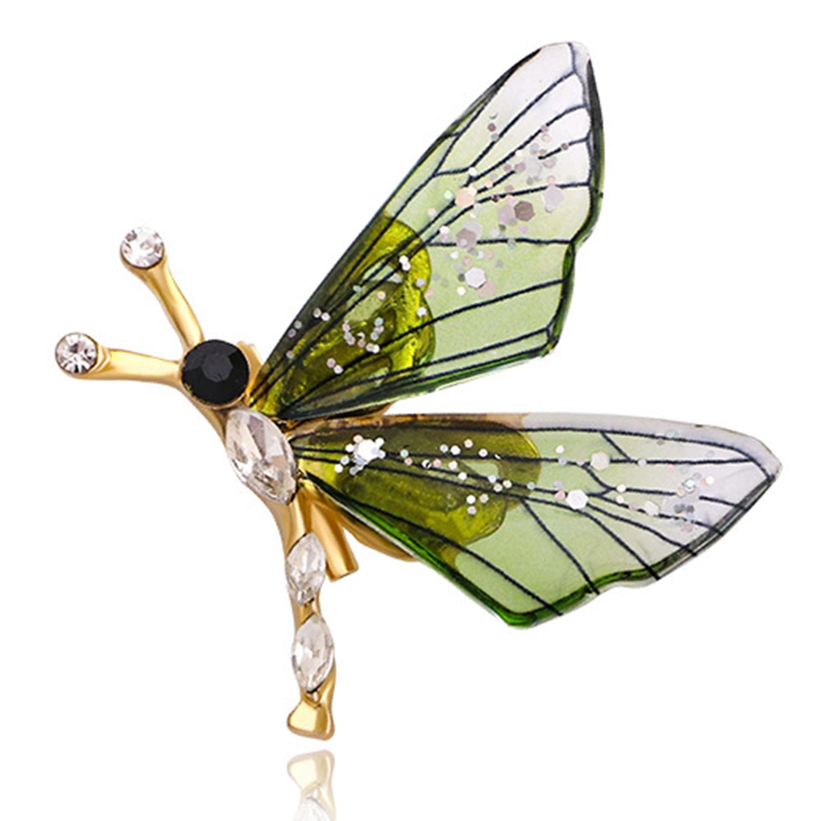 Small Exquisite Insect Brooch Retro Oil Drip Corsage Alloy Rhinestone Brooch Pin Crystal Brooch YNCP6121 green