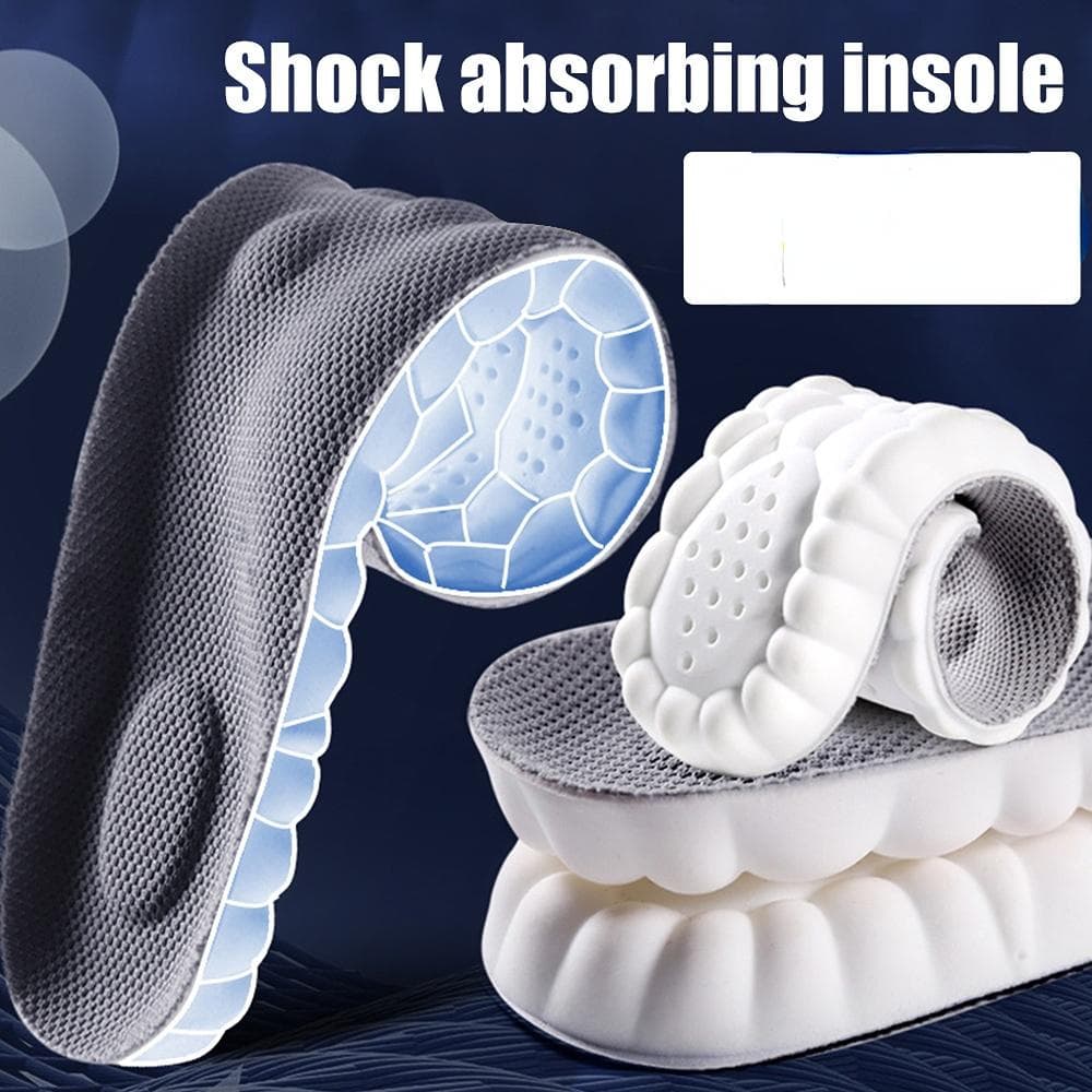 4D Latex Sport Insoles Super Soft High Elasticity Shoe Pads Anti-pain Deodorant Cushion Arch Support Running Insoles Foot Insole 41-42 grey