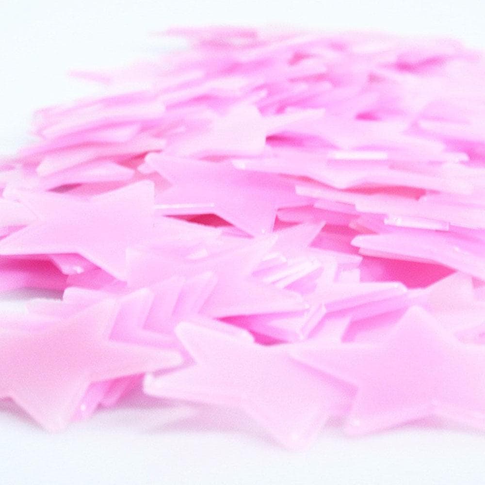 100Pcs Gorgeous Nightluminous Fluorescent Glow Stars Stickers Home Decor Wall Sticker for Kids pink