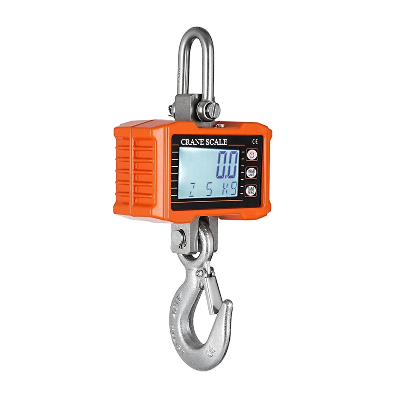 Digital Hanging Scale 1000kg/ 2204lbs Portable Heavy Duty Crane Scale LCD Backlight Industrial Hook orange