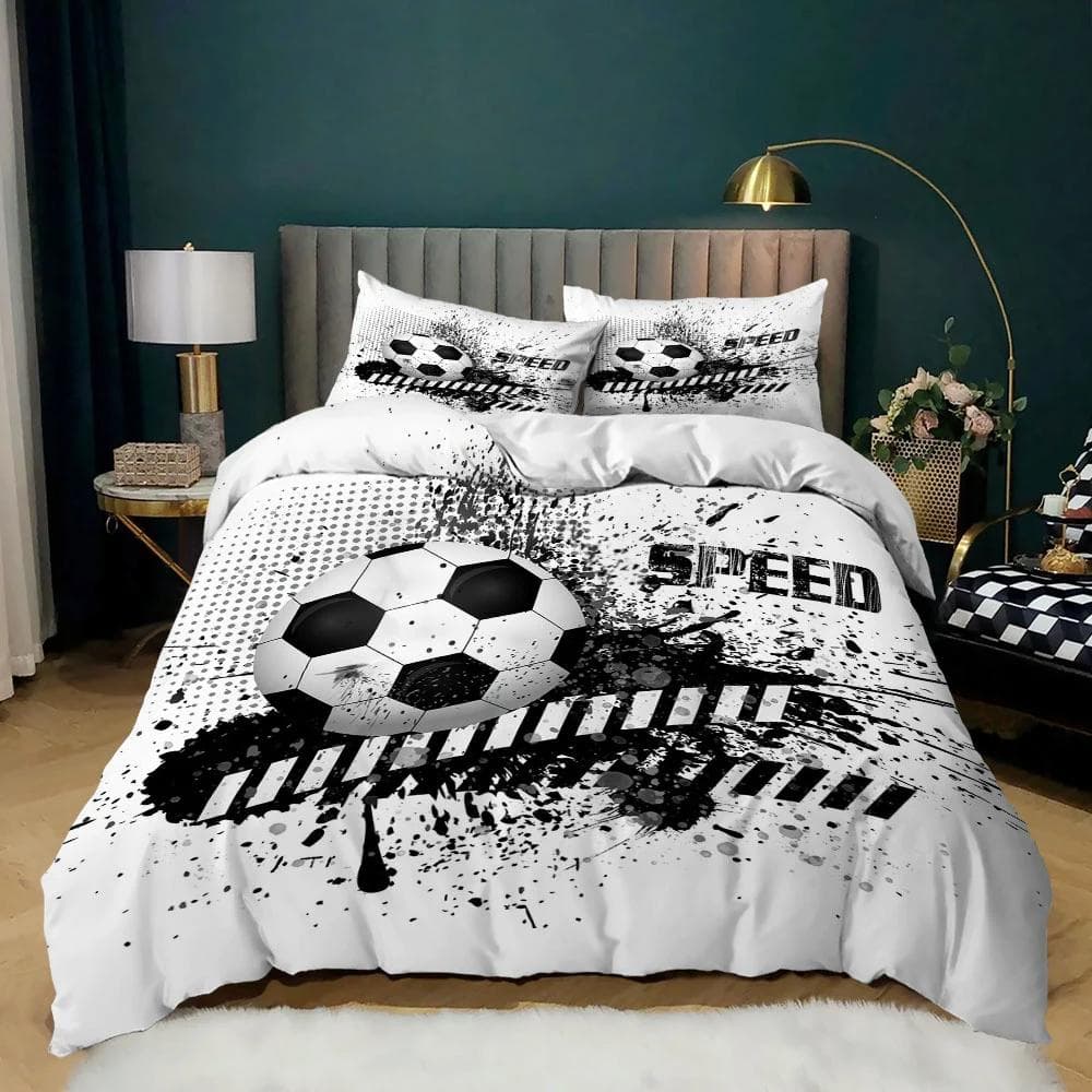 Cool Football Soccer 3D Bedding Set Duvet Cover Pillowcases Comforter Bed Linen Room Decor for Boys Gift Twin Queen King Size 140x200cm 3pcs