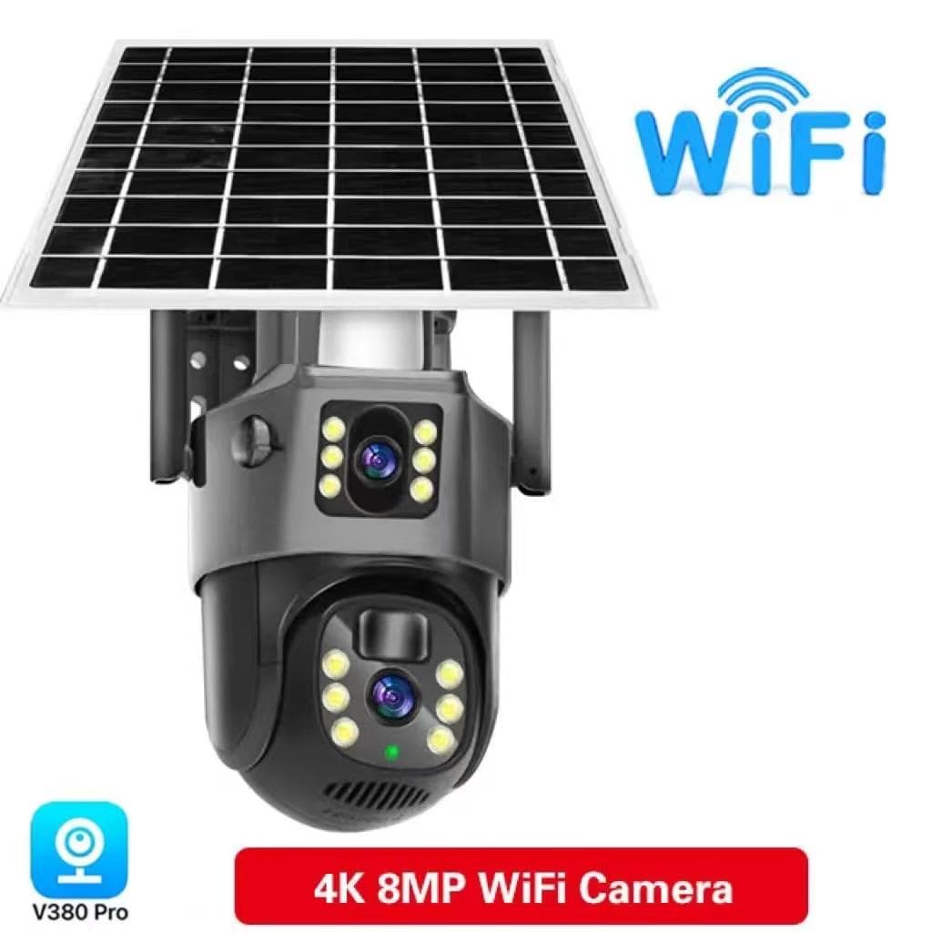 4K 8MP 4G Sim Card Solar Battery Camera Outdoor Wireless WiFi IP Cam Dual Lens Dual Screen Security Protection Surveillance CCTV WiFi Cam