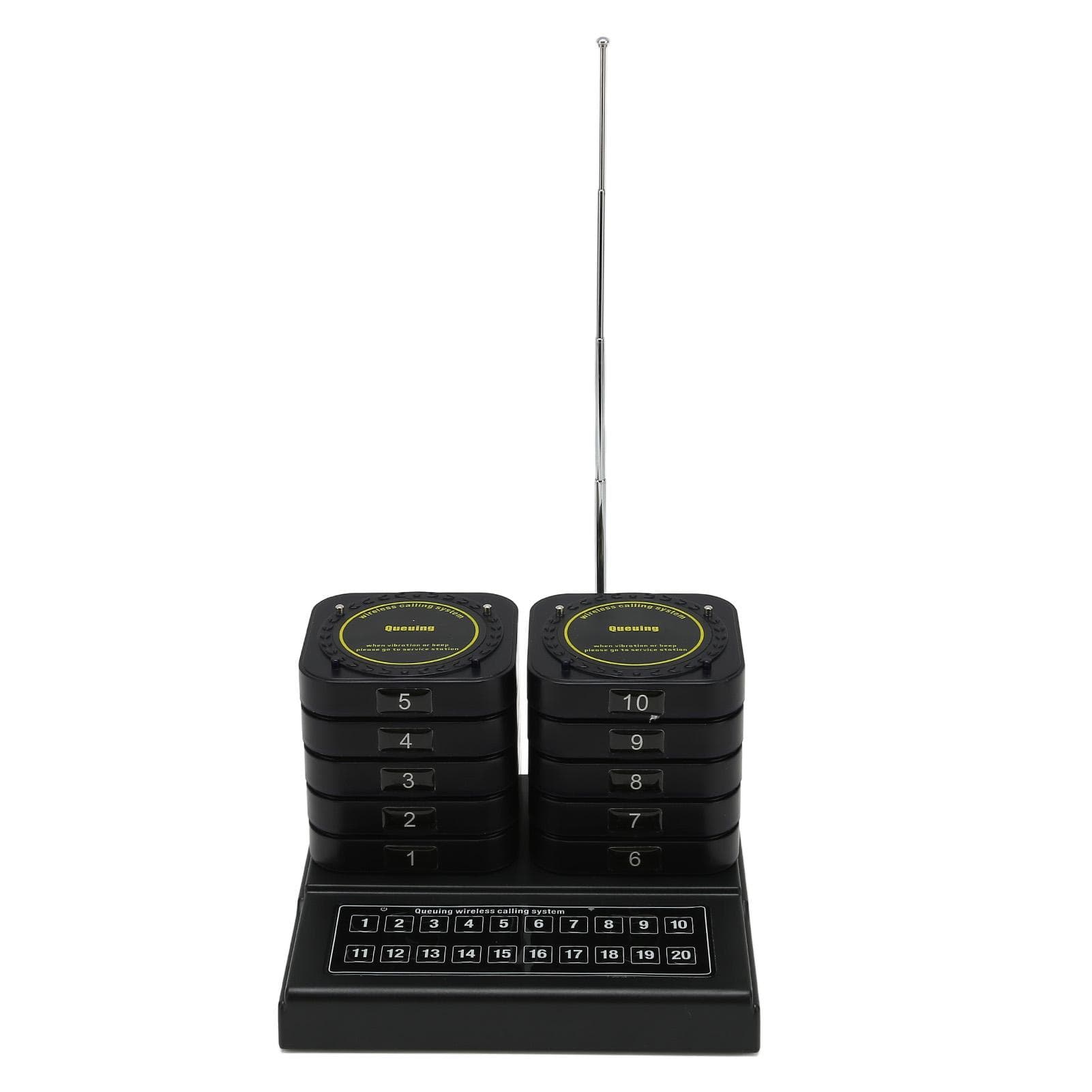 Wireless Calling System with 10 Pagers DC5V 433.92MHZ Restaurant Guest Paging System for Food US Plug