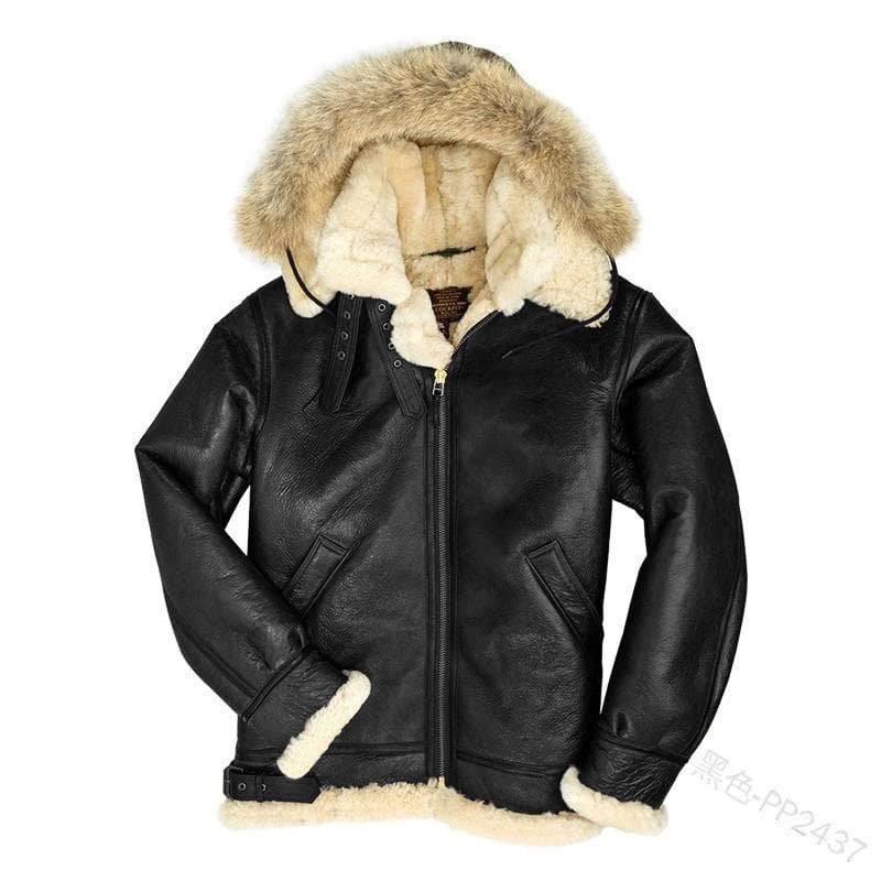 Winter Jacket Thick Fur Coat Men's Coat S black