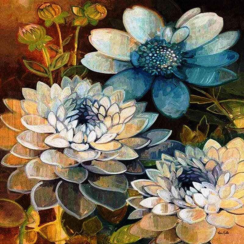 DIY 5D Full Diamond Painting Cross Stitch Blooming lotus Diamond Embroidery Needlework 30X30CM