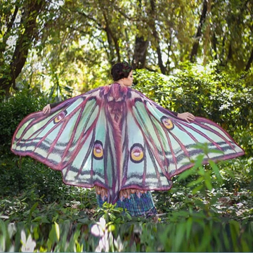 Party Butterfly Cape Halloween Butterfly Cosplay Costumes Funny Butterfly Peacock Shawl Spring green
