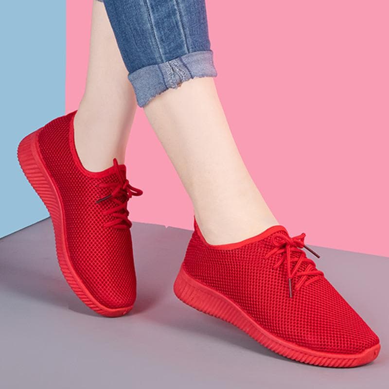 Summer Mesh Shoes Ladies Breathable Hollow Mesh Sports Shoes All-match Casual Shoes Soft Bottom Women's Shoes Single Shoes 40