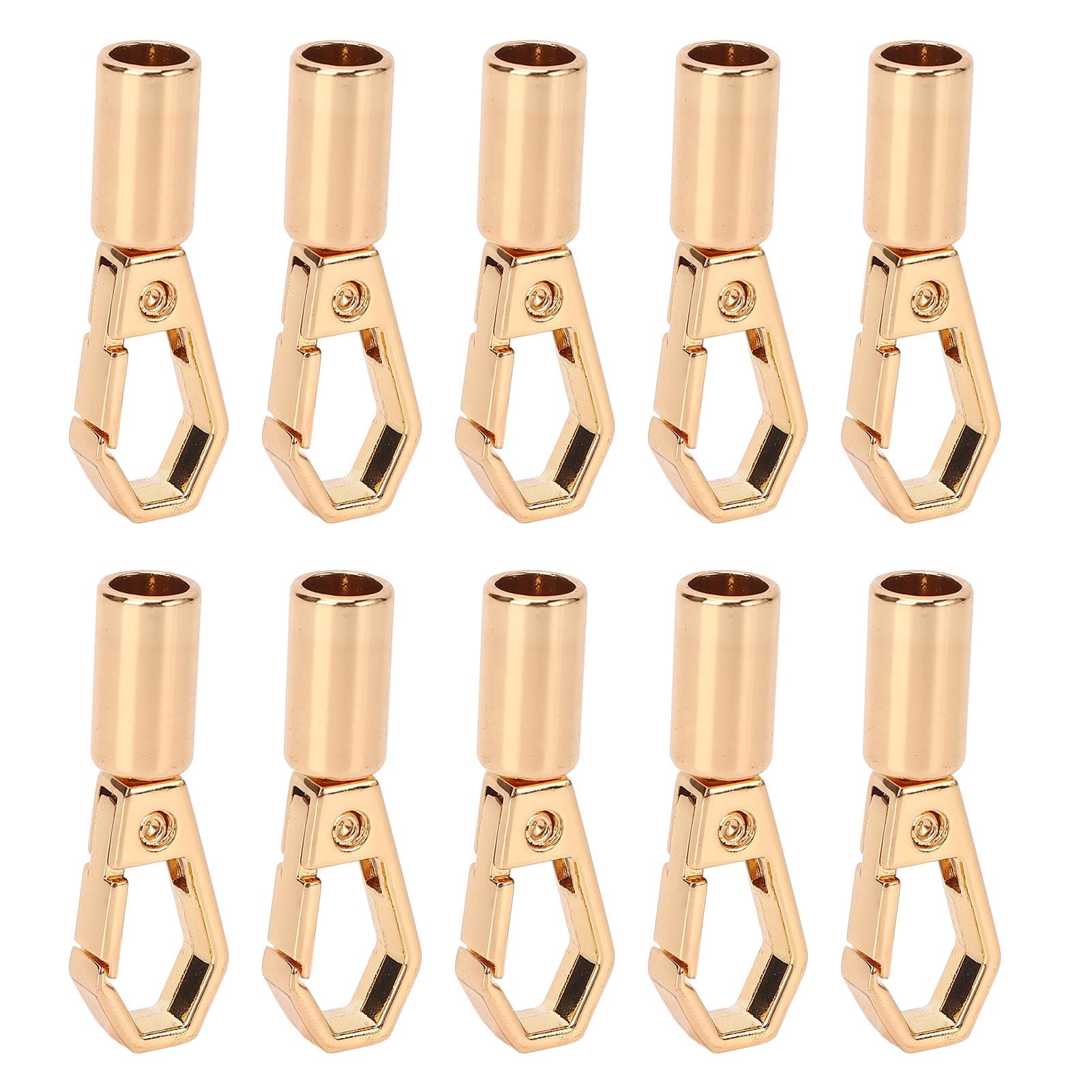 10 Set Cord End Cap Rope Stop Snap Decking Fittings Bulk for Jewelry Making with 6mm Zinc Alloy gold
