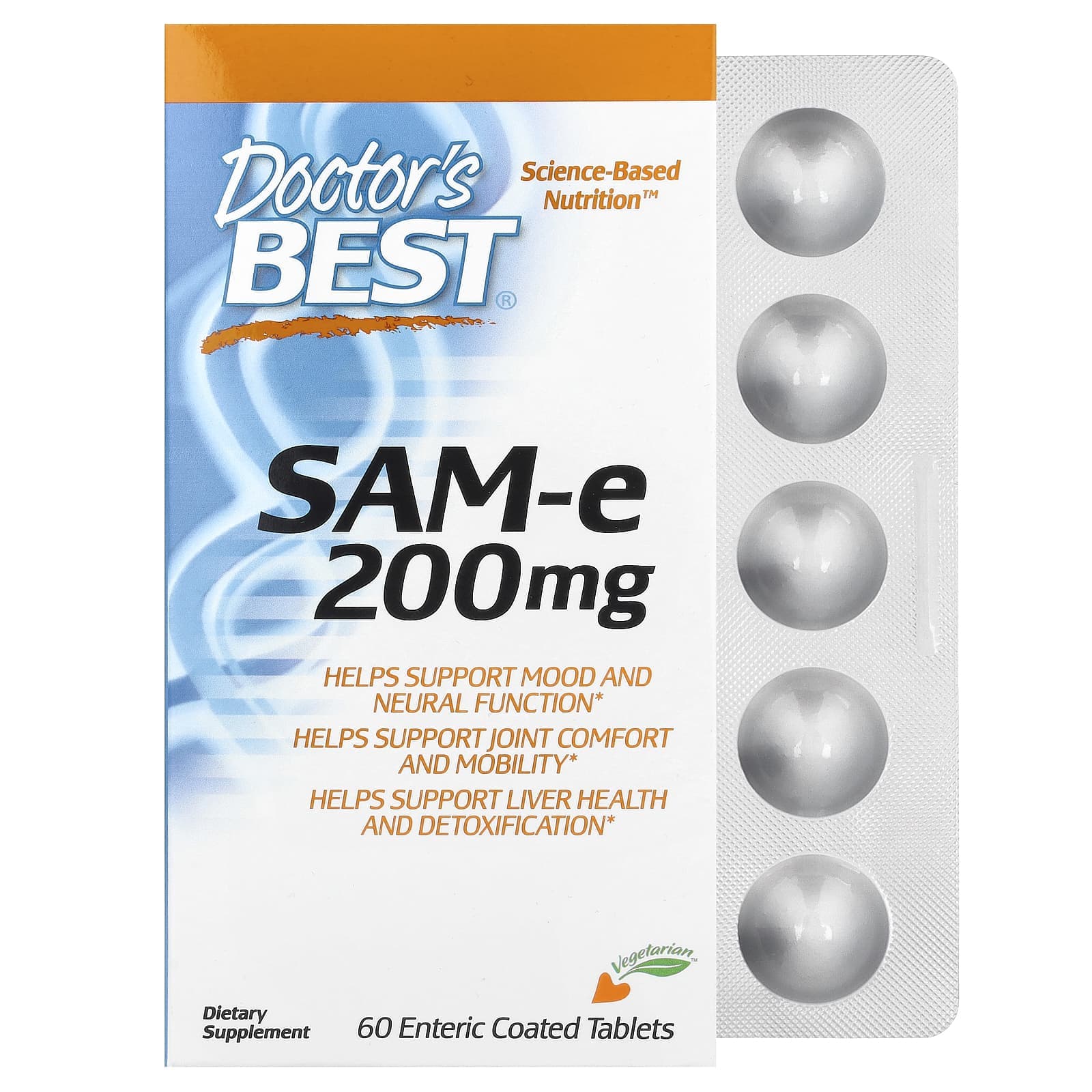 Doctor's Best, SAMe, 200 mg, 60 enteric-coated tablets