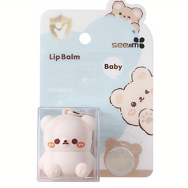 Cute Little Bear Lip Balm For Kids Moisturizing Anti-dry Anti Crack Mini Lip Balm With Keychain Decorations Lip Care blueberry