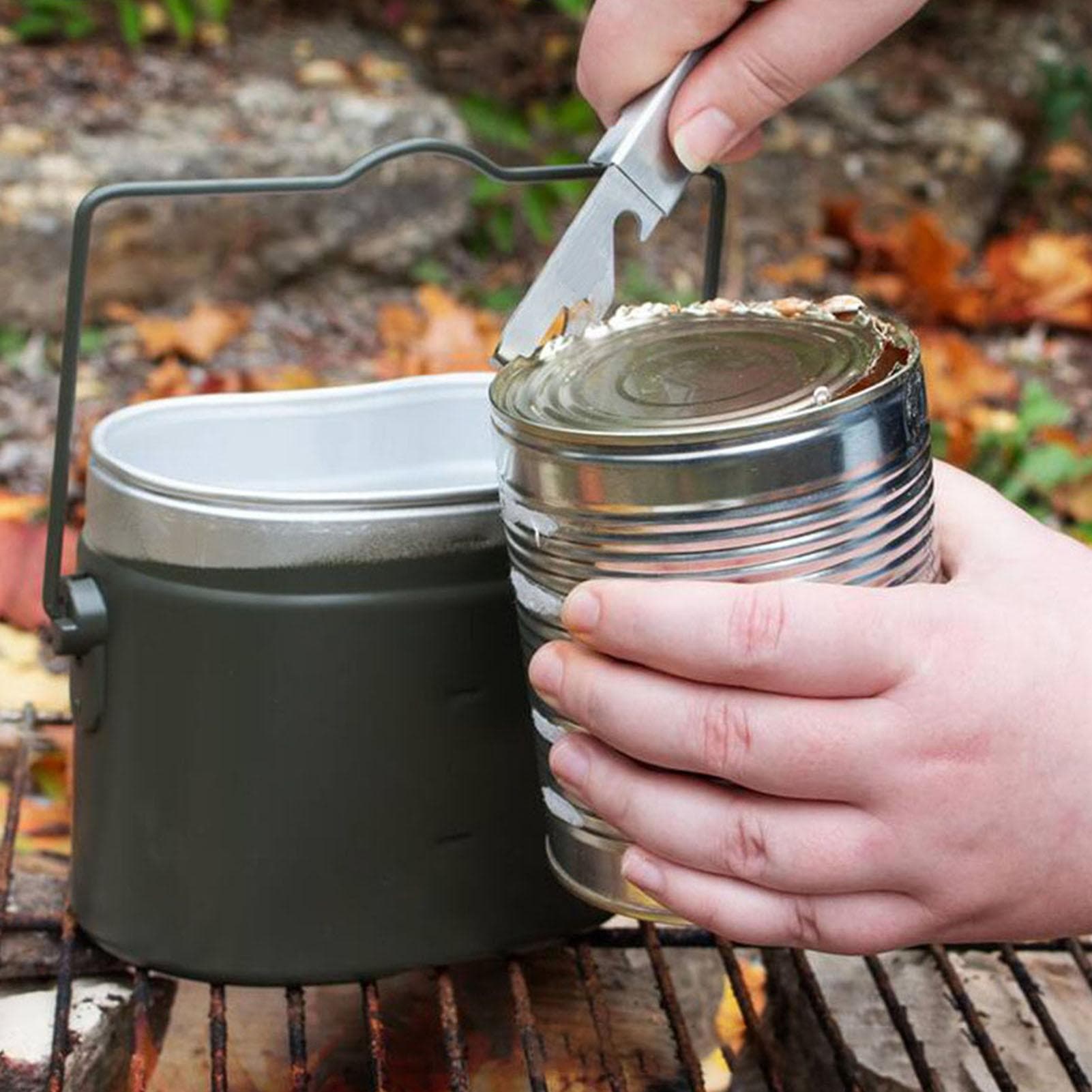 Camping Cookware Lunch Box German Style Aluminum Portable Thickened Handle Metal Lunch Box for