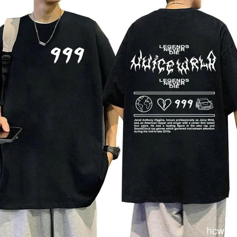 Rapper JUICE WRLD classic short sleeved printed T-shirt 3XL black/dark grey