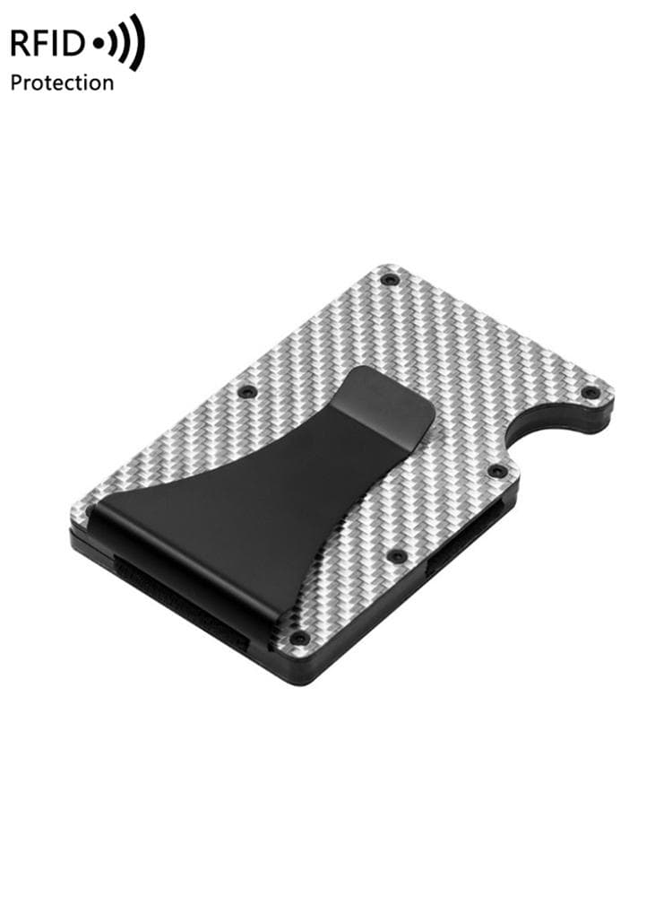 Minimalist carbon fiber RFID holder ultra-thin mini ID credit card holder aluminum alloy men's and women's wallet silver