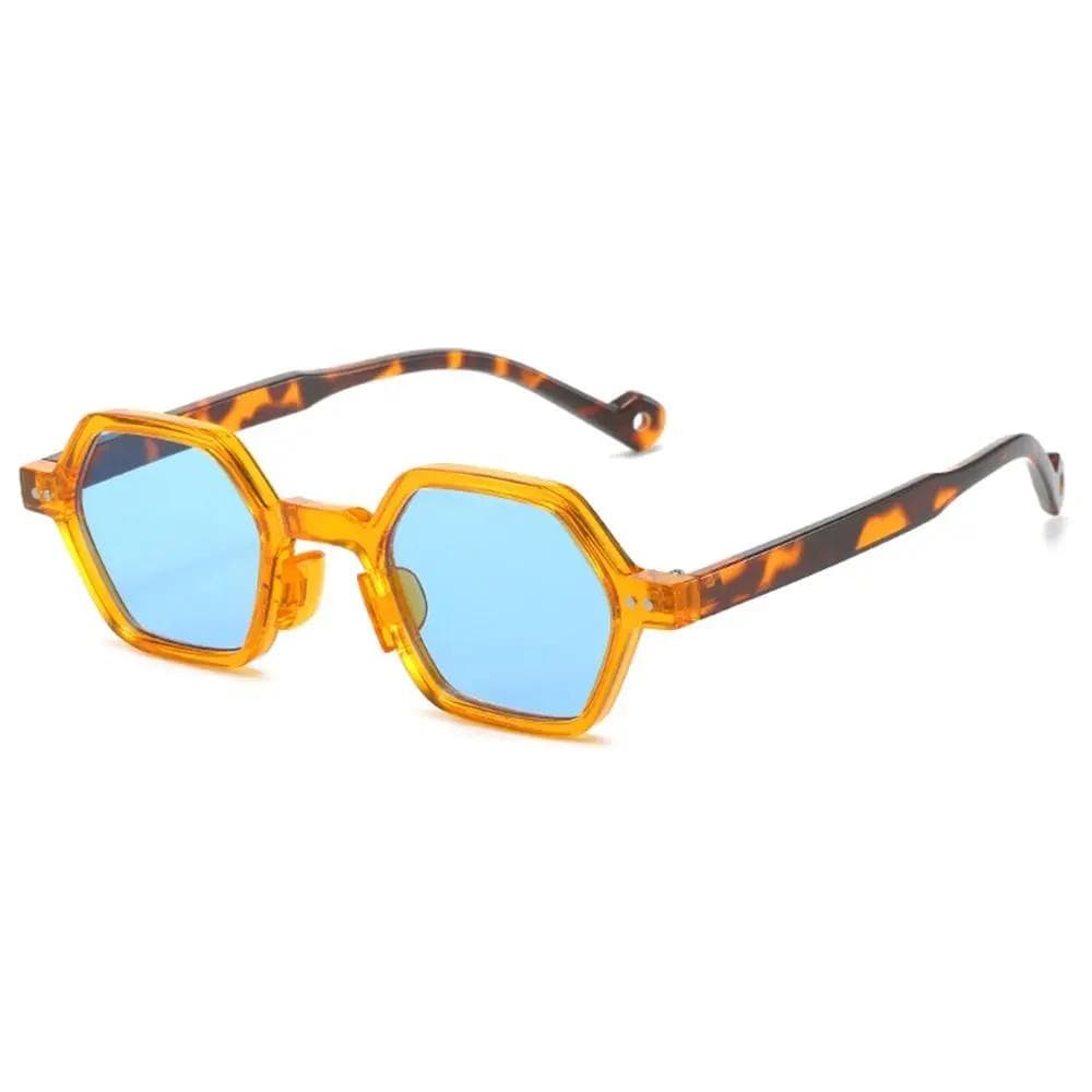 Retro Polygon Square Sunglasses Vintage Y2K Hexagon Shades Clear Ocean Lens UV400 Protection Unisex Trendy Sun Glasses