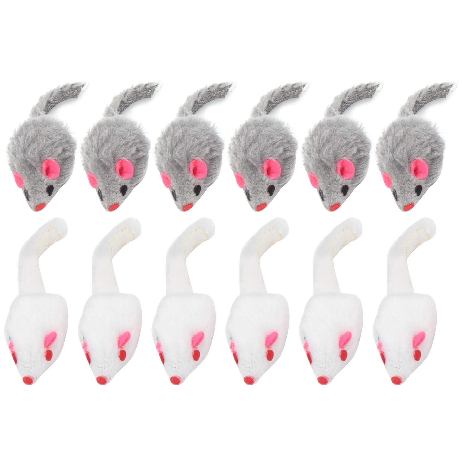 12 Pack Cat Mouse Toy Furry Interactive Play Mouse Toy for Indoor Cats and Kittens