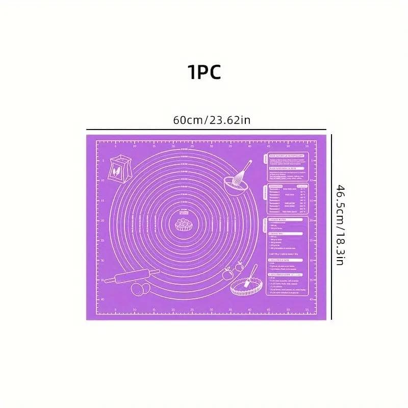 Non-Stick Silicone Baking Mat for Pastry, Dough Rolling, and Kneading - Ideal for Cookies and Pies - Kitchen Tool with Scale for Holiday Baking 60*45CM purple