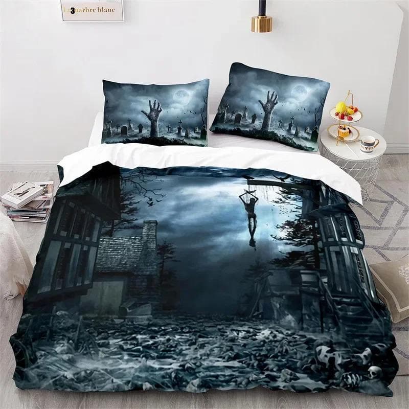 Horror Theme King Duvet Cover Zombie Hand Comforter Cover Microfiber Gothic Spooky Bedding Set Twin Queen For Teens Adults Men 70x133cm 2pcs
