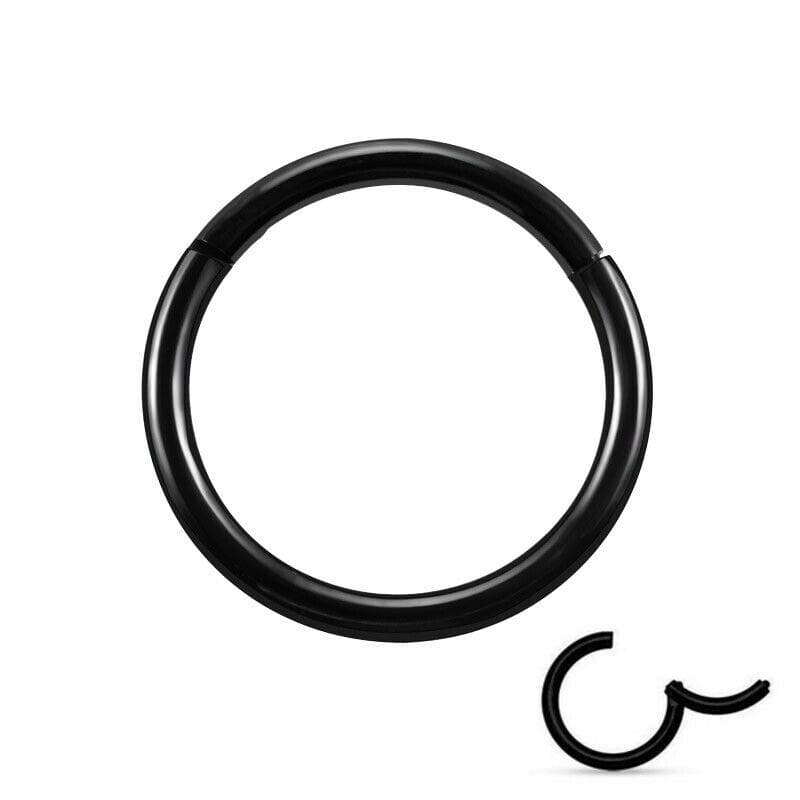 Titanium Hinged Segment Hoop Nose Ring Nipple Clicker Ear Cartilage Tragus Helix Lip Body Piercing 8mm black
