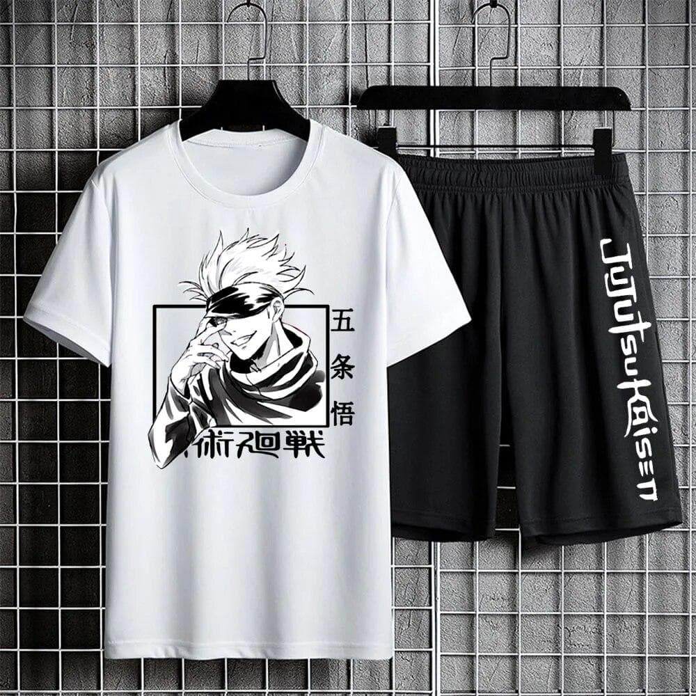 Jujutsu Kaisen T-shirt Set Casual Shorts Anime Print Men's Sets Tracksuit Sweatpants Sportswear Man Summer Fashion Clothing M