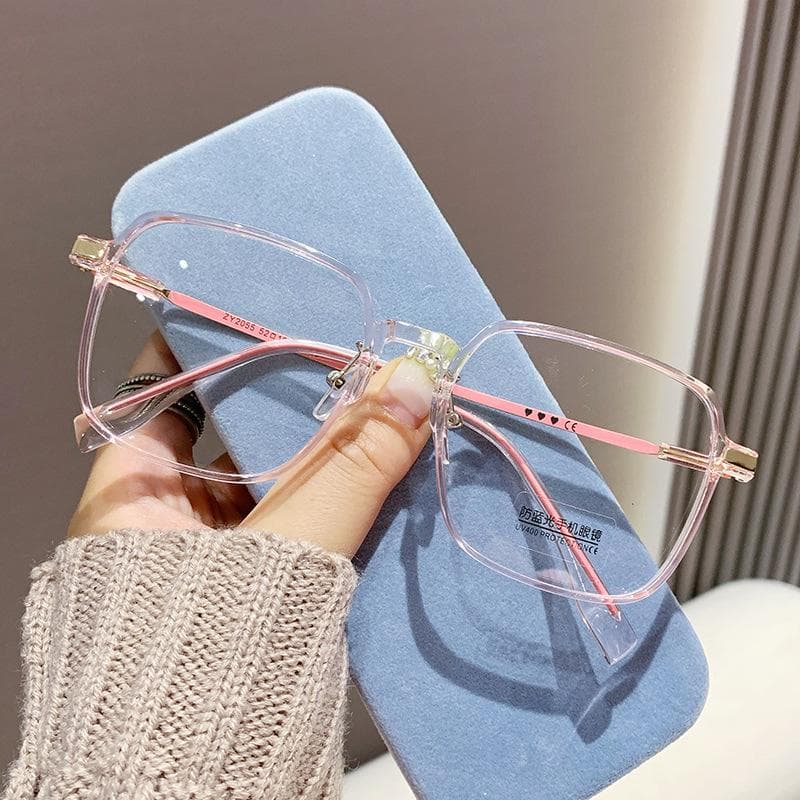 Oversized Reading Glasses Trendy Anti Blue Light Far-sighted Eyewear Women High-definition Optical Eyeglasses +1.0 pink
