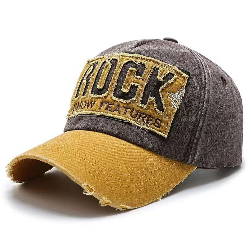 High Quality Letter ROCK Embroidery Cotton Baseball Cap For Men Women Gorras Snapback Outdoor Sport Sun Hat Adjustable yellow