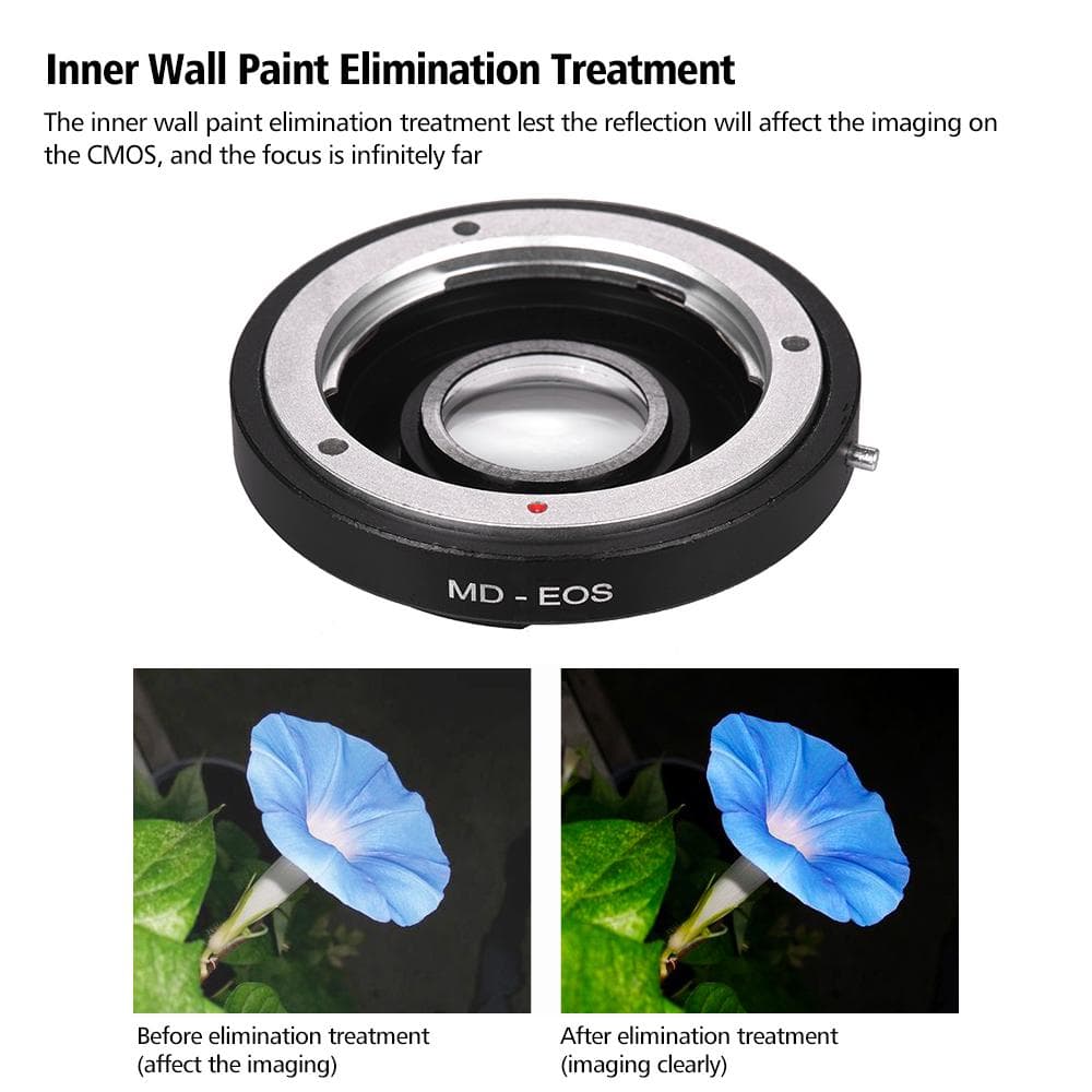 MD-EOS Lens Mount Adapter Ring with Corrective Lens for Minolta MD Lens to Fit for Canon EOS EF