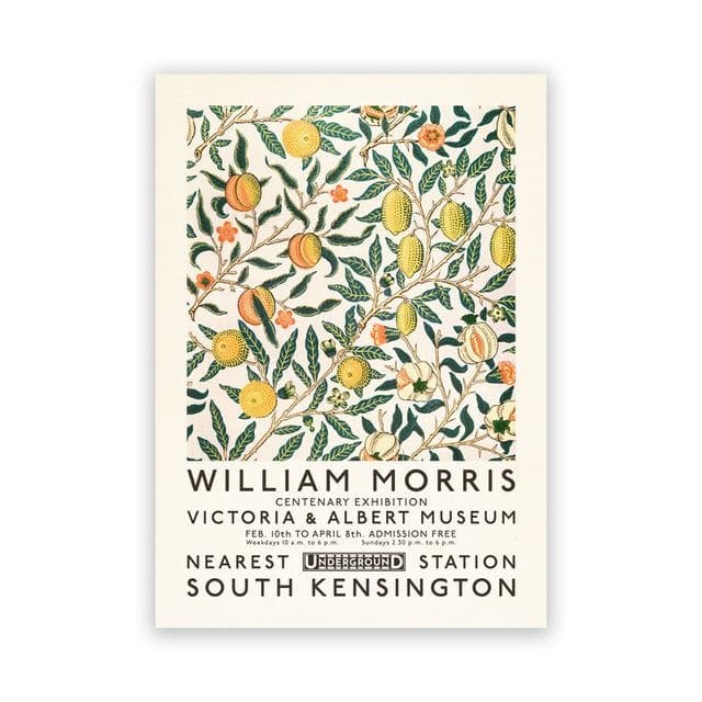 Victoria and Albert Museum Exhibition Poster London Underground William Morris Canvas Print The Art Nouveau Painting Wall Decor A4 21x30cm No Frame