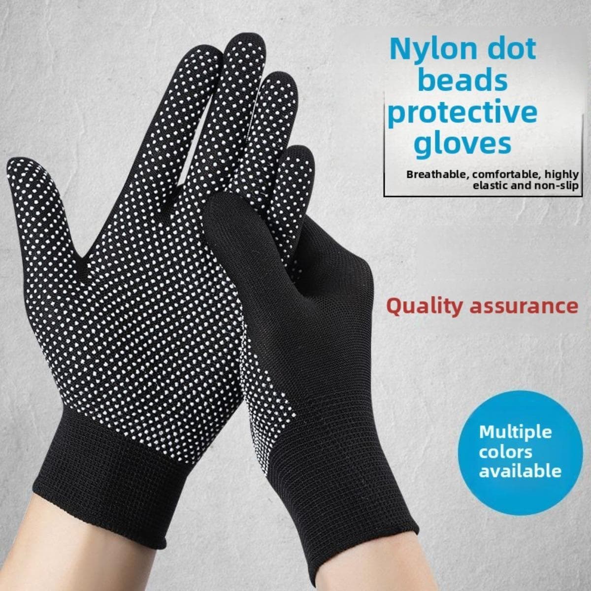 20/10 pairs Nylon Dotted Gloves Labor Protection Gloves, Nylon Anti Slip Gloves, Driver's Driving, Gardening, Adhesive Point Plastic Gloves 1 pairs black
