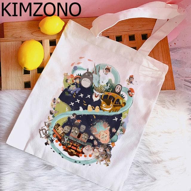 Studio Ghibli Totoro Spirited Away shopping bag bolso reusable jute bag canvas bolsa bag sacola jute boodschappentas cloth 34*42cm