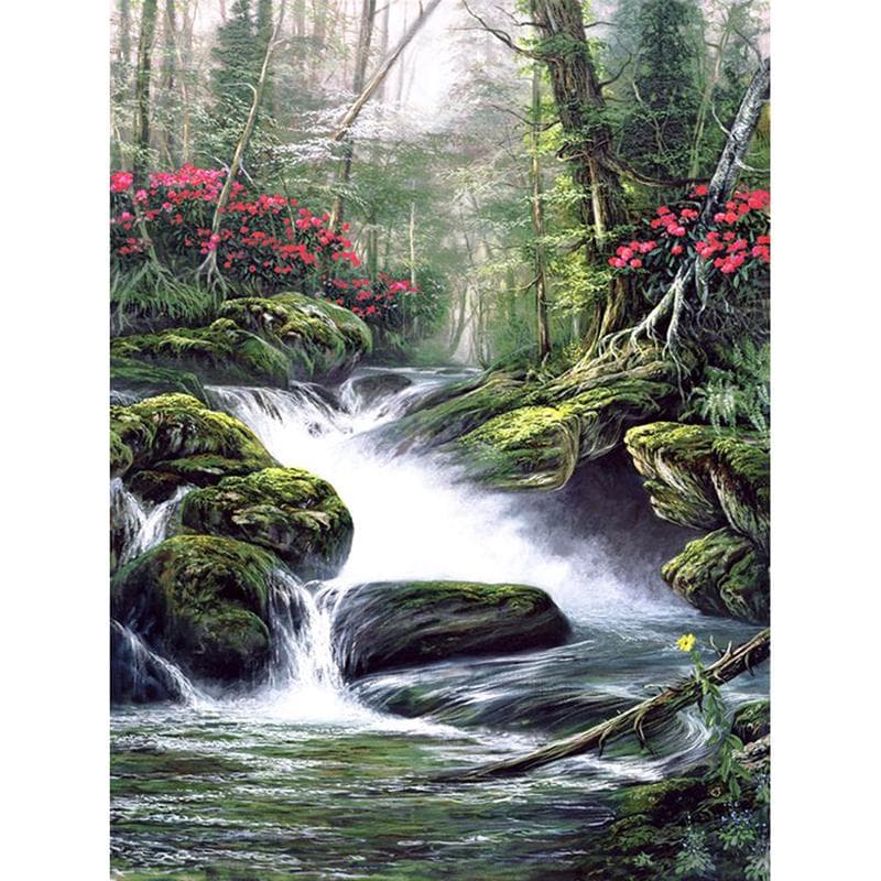 5D Diamond Painting Landscape Waterfall Full Round Diamond Embroidery Cross Stitch 20X30CM