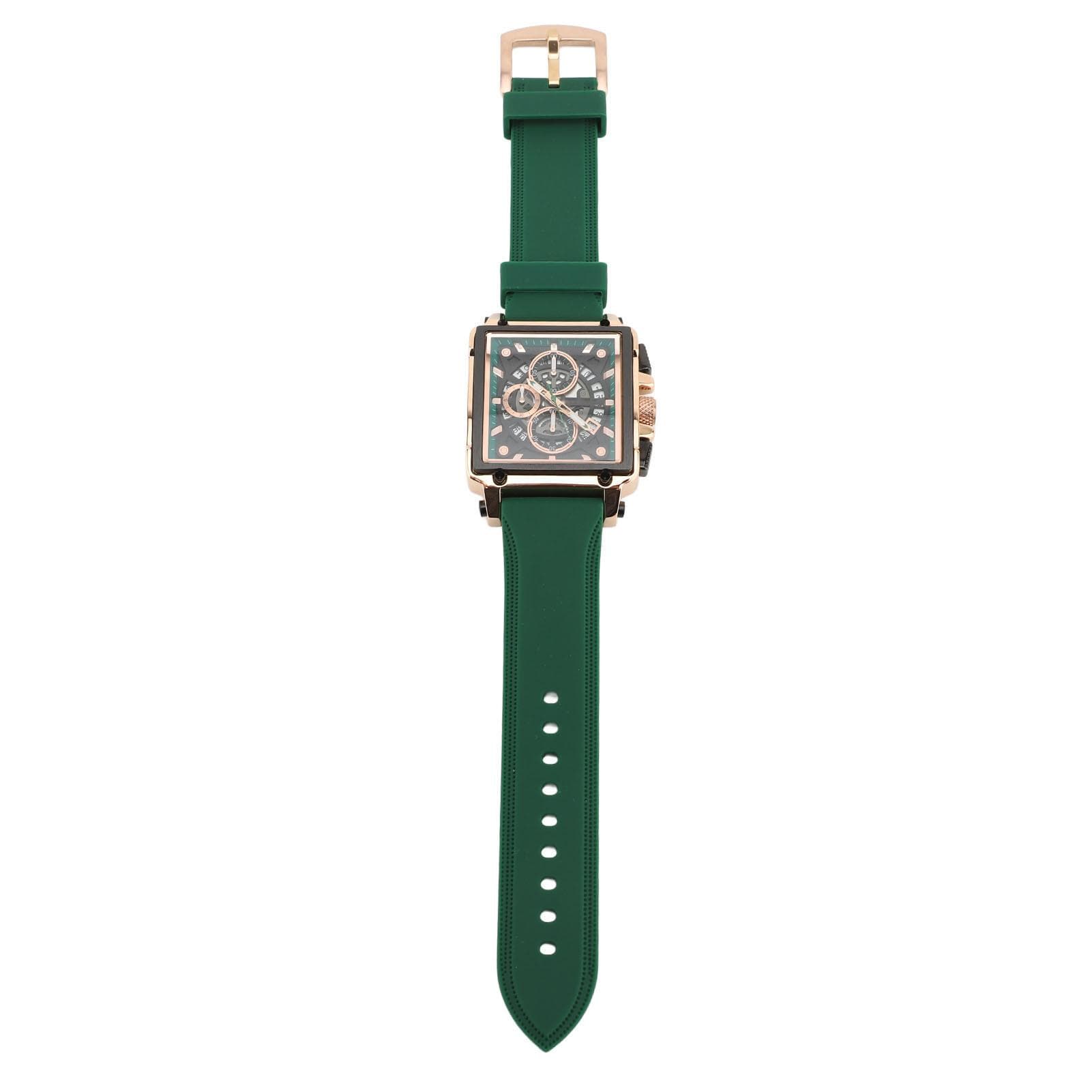 Men Quartz Watch Silicone Strap Water Resistant Luminous Fashion Casual Hollow Men Analog green