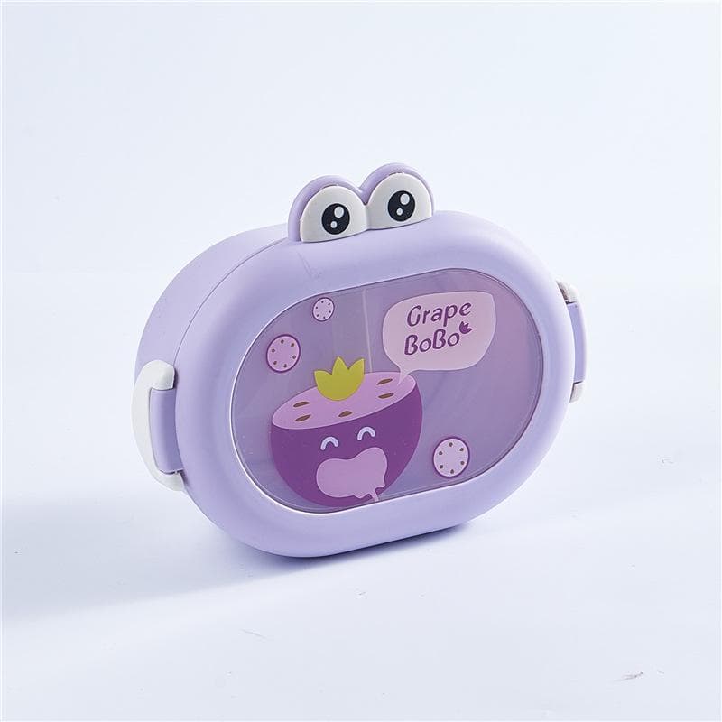 Children Cartoon Bento Box Cute Little Frog Lunch Box Outdoor Picnic Food Container Fruits Snacks Storage Box for Kids Student purple
