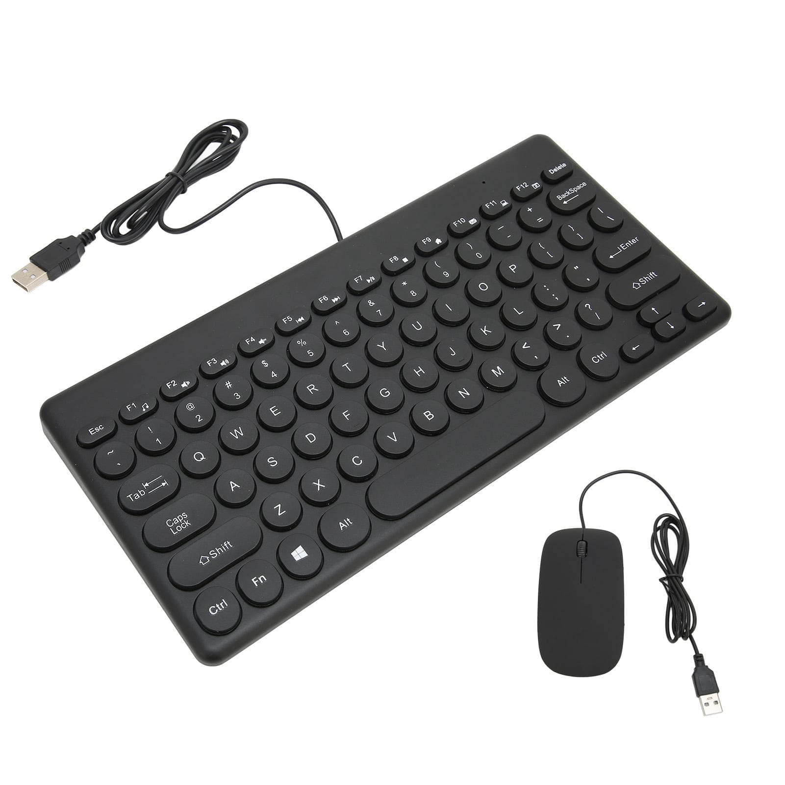 Keyboard Mouse Combo Comfortable Ergonomics Power Saving 78 Keys Round Keycap 4 Mouse Buttons Wired black
