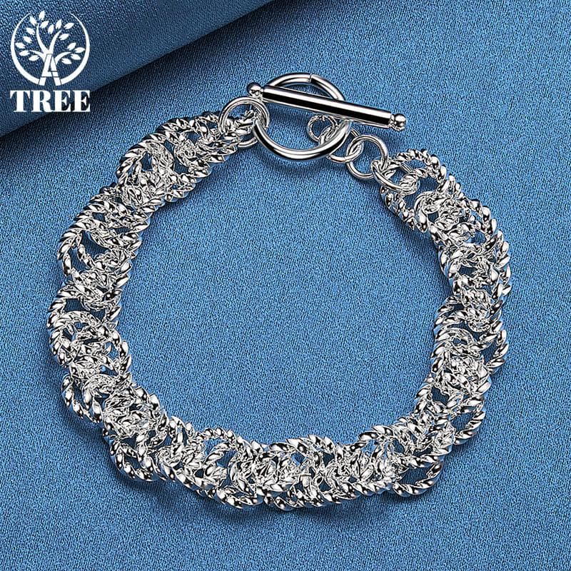 925 Sterling Silver Charm Bracelet Exquisite Jewelry 20cm
