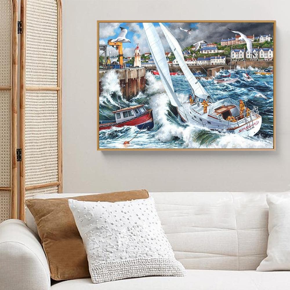 Diamond Embroidery Complete Sailboat Diamond Mosaic Diamond Painting Scenic Pictures of Rhinestones 20X30CM