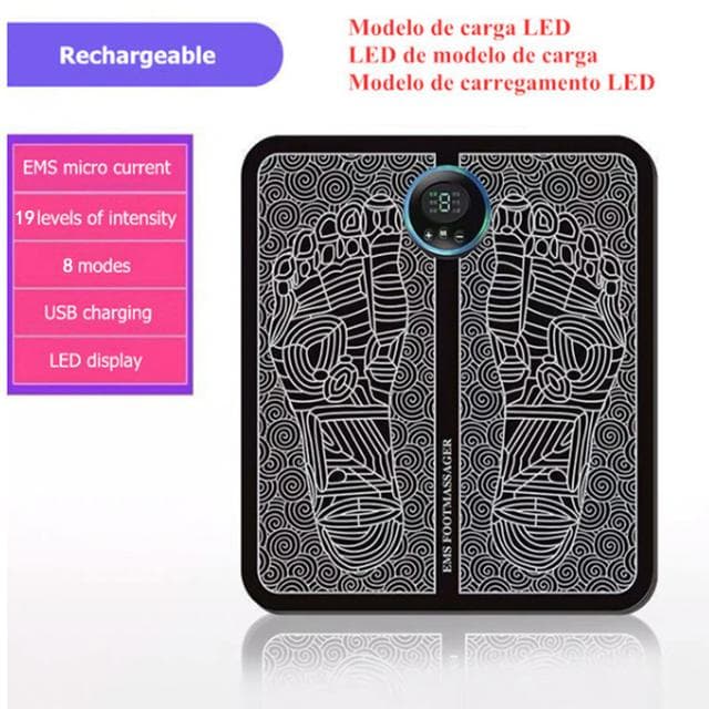 Electric EMS Foot Massager Pad Portable Foldable Massage Mat Muscle Stimulation Improve Blood Circulation Relief Pain Relax Feet Charging Mode