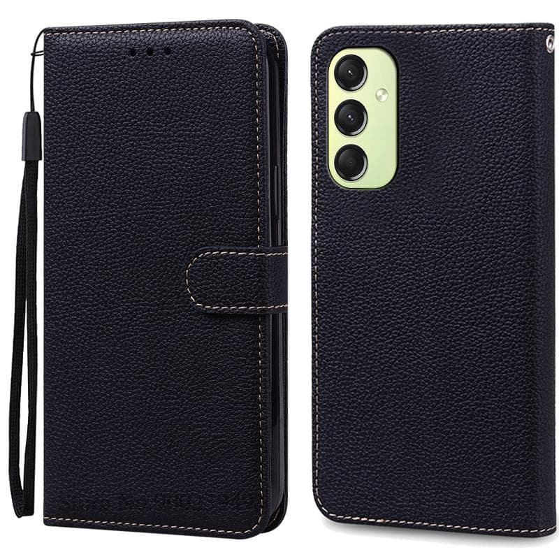 A16 Case For Samsung Galaxy A16 Case Wallet Flip Leather Case For Samsung Galaxy A16 5G Case Silicone Book Cover Coque Fundas Samsung A16 4G 5G black