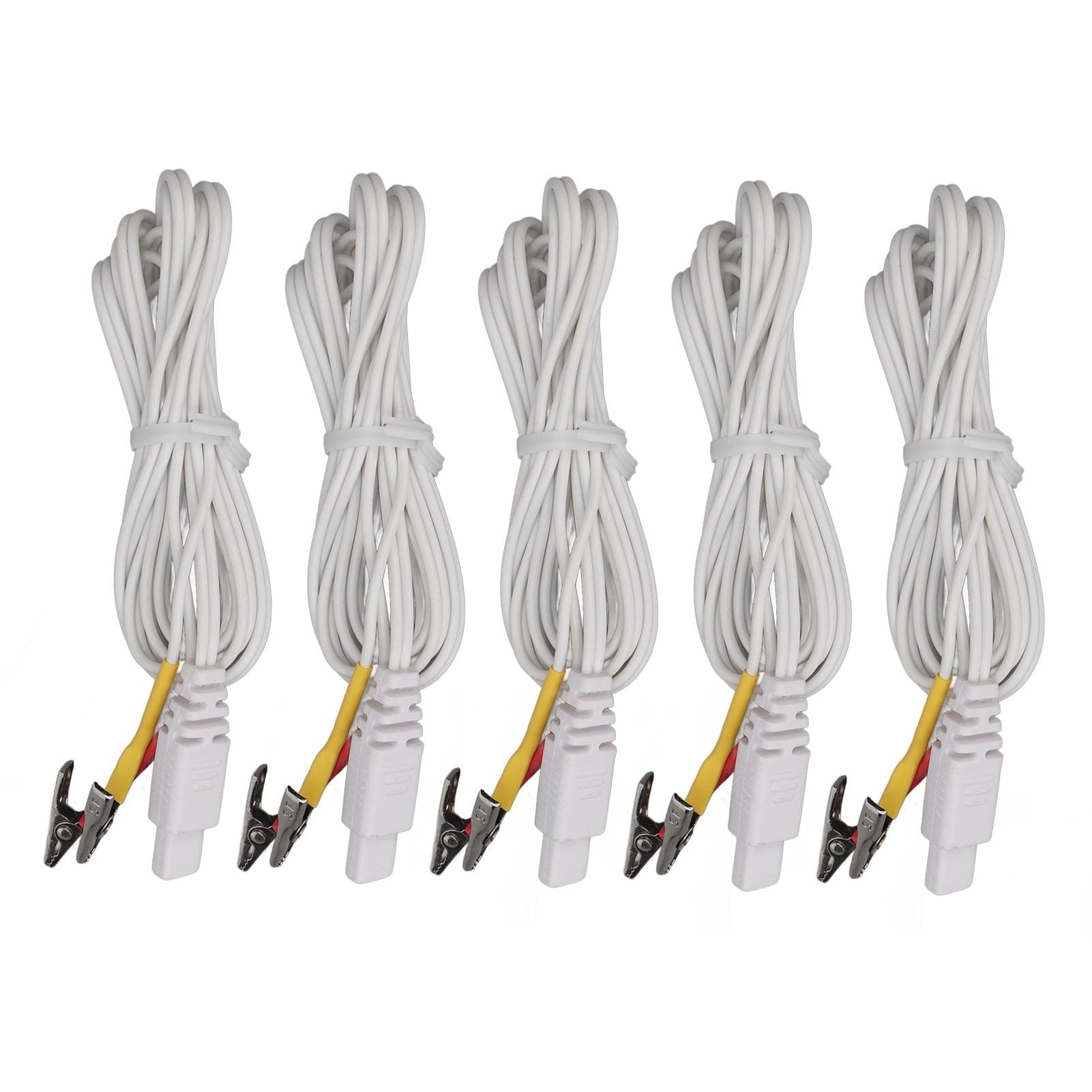 5pcs Clip Electrode Wire Red Yellow Therapeutic Machine Connective Cord for TENS Machine White