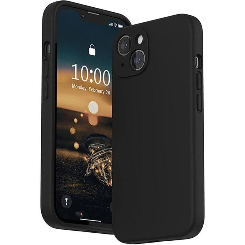 Square Liquid Silicone Soft Case for IPhone 16 15 14 13 11 12 Pro Max Mini X XR XS 7 8 Plus SE 2 Full Lens Protection Cover iPhone 15 Pro black