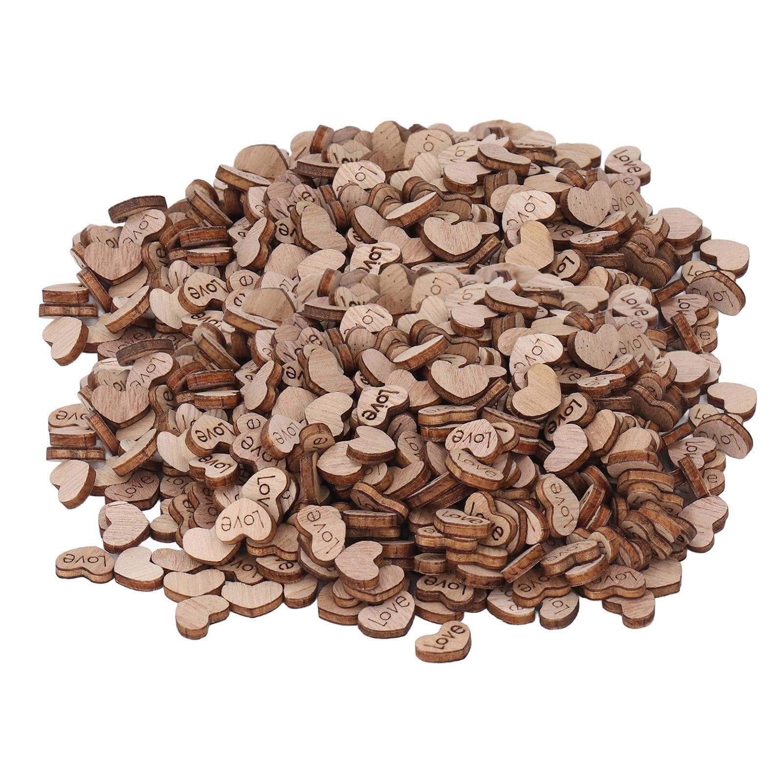 1000Pcs Wooden Hearts Durable Wood Widely Used Stimulate Imagination Wooden Heart Cutouts for DIY