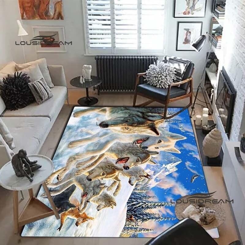 Wolf art Carpets and Rug 3D printing animal Carpet Floor Mat Living Room Bedroom Large Area Soft Carpet Kids Room Rug 60cm x 90cm
