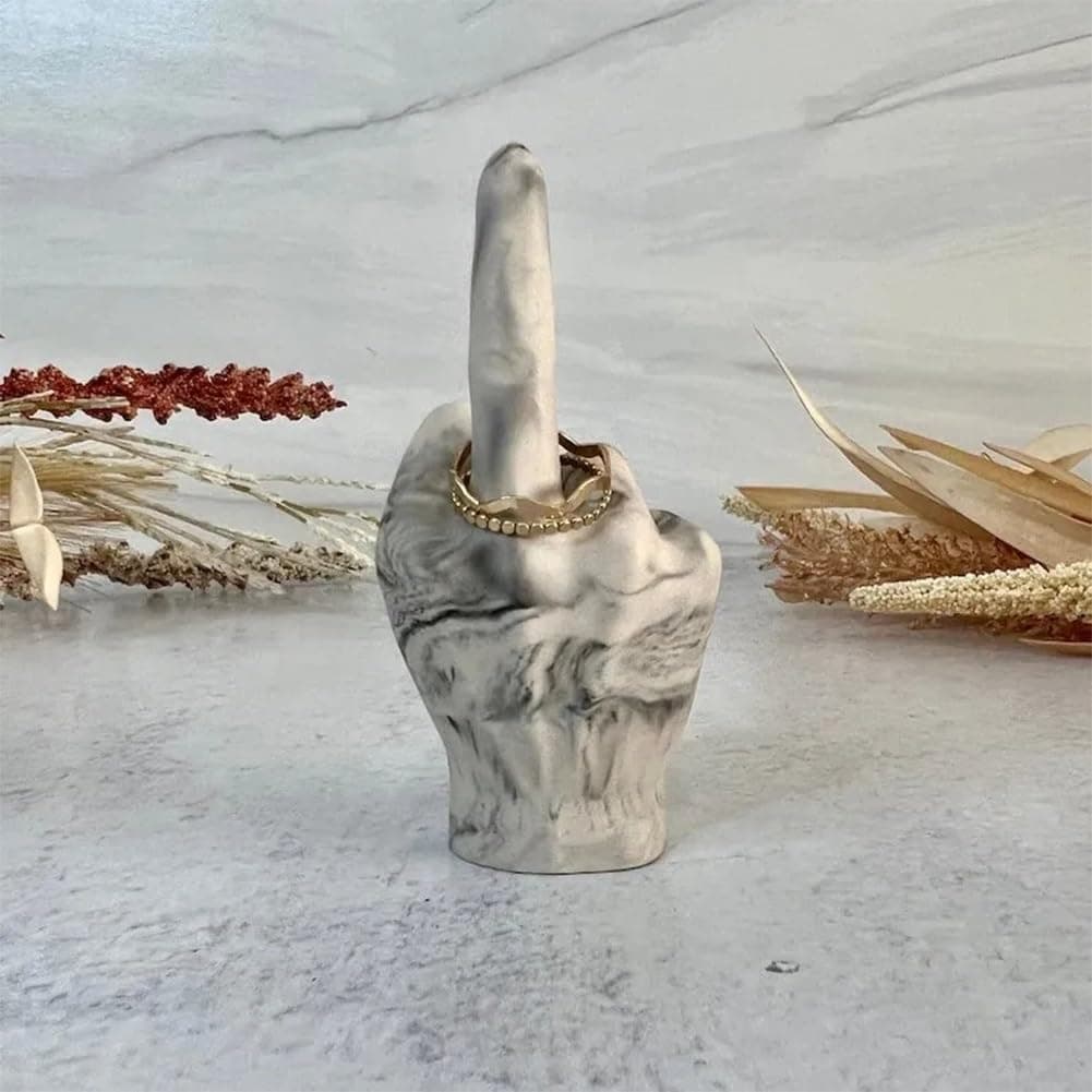 Ring Holder Middle Finger,Middle Finger Statue Decor,Hand Ring Holders Dish,Mens Ring Holder,Engagement Ring Holder,Wedding Ring Holder white