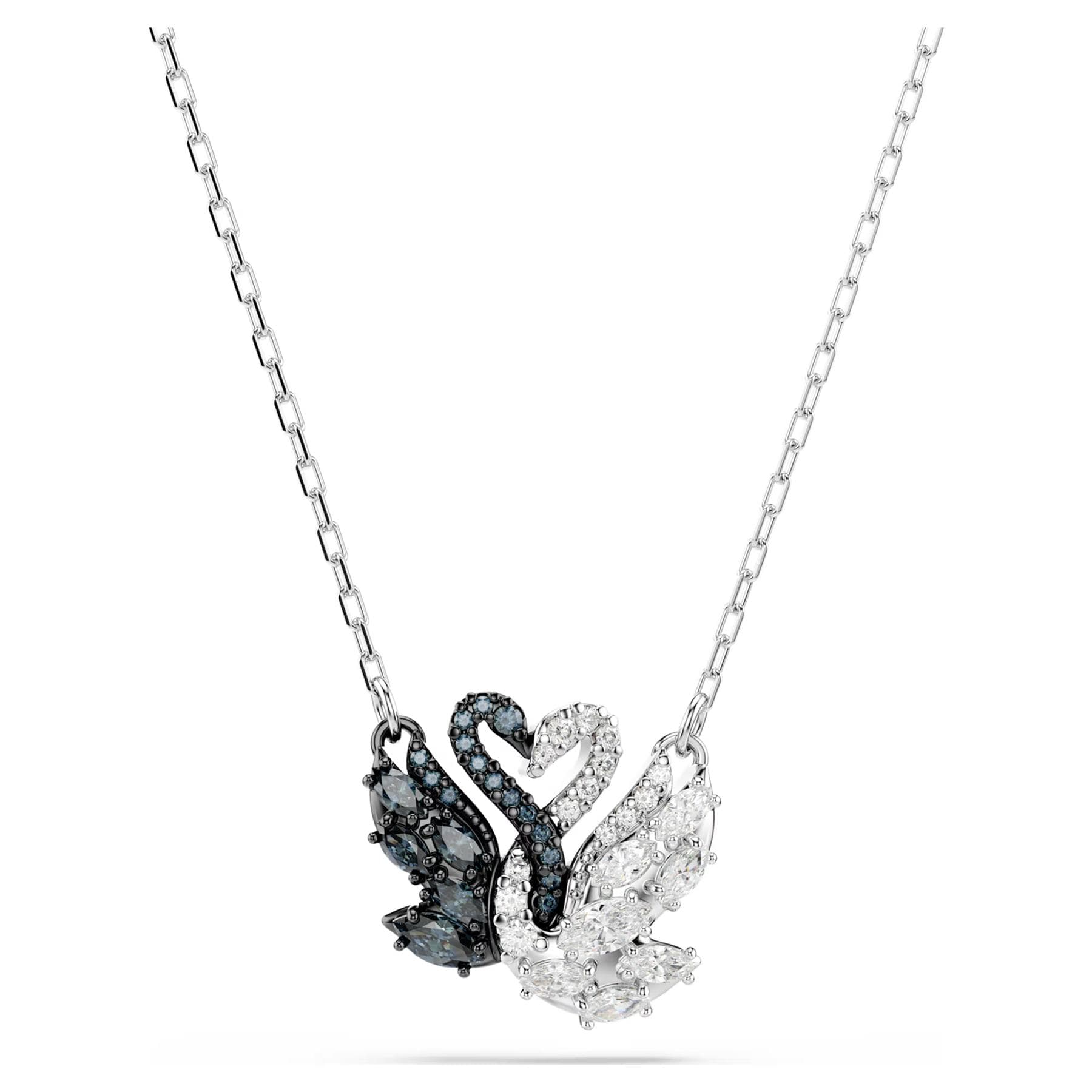 Swarovski 5705721 Women’s Black & White Swan Rhodium Plated Pendant Necklace silver/black