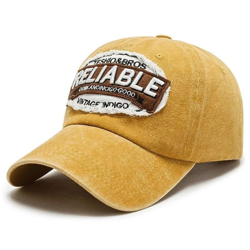 European And American Style Vintage Hat Women's Washed Distressed Baseball Cap Outdoor Sunshade American Letter Embroidered Cap yellow
