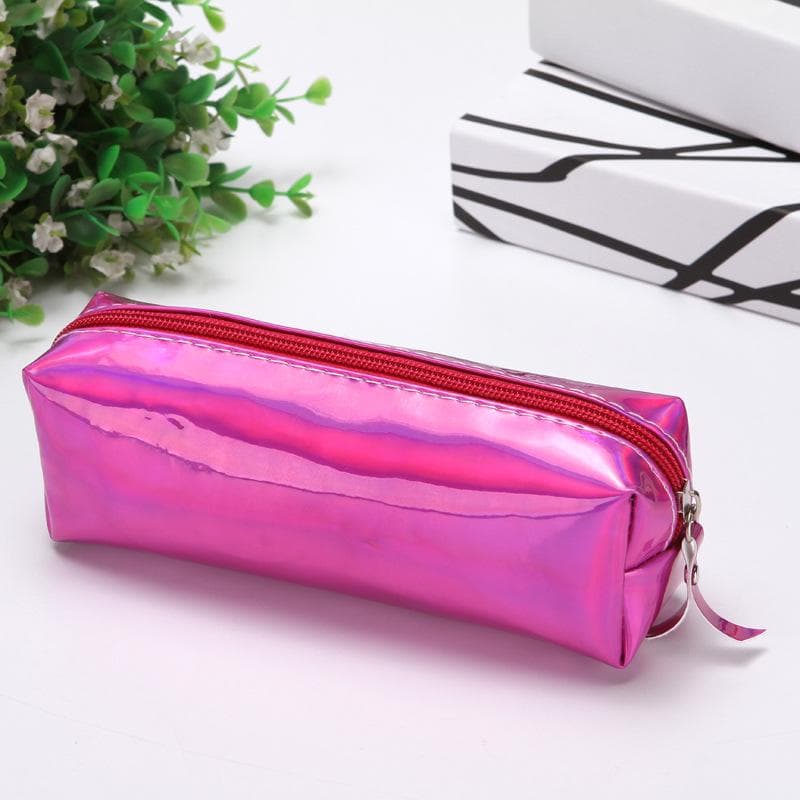 Fashion Solid Color Laser Cosmetic Bags Travel Portable Toiletries Storage Bags Large Capacity Makeup Bag Outdoor Toiletry Pouch pink